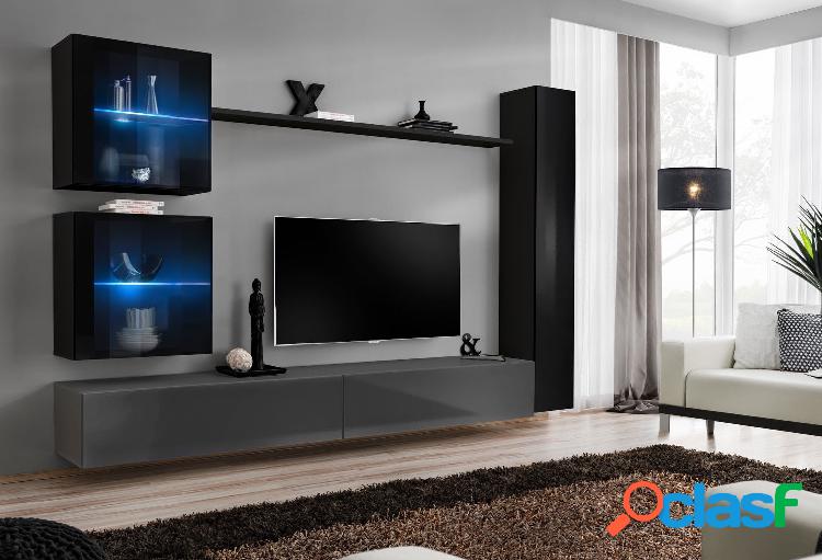 Graziel - Parete design da salotto componibile sospesa con