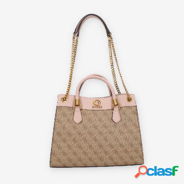 Guess Nell Logo Borsa a spalla a 3 scomparti marrone logata