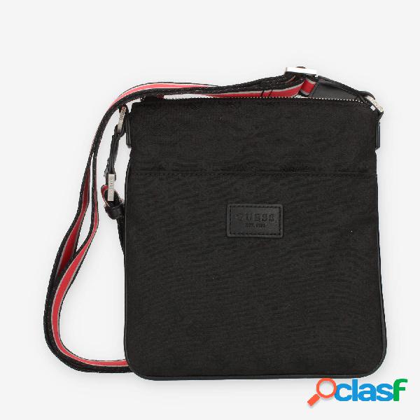 Guess Strave Borsa a tracolla da uomo in tessuto logato nero