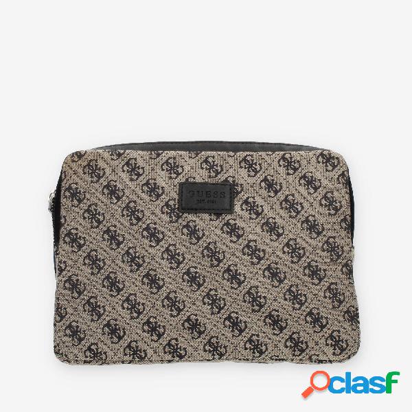 Guess Strave Tracolla da uomo in tessuto logato grigio