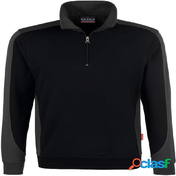 HAKRO - Felpa mezza zip Contrast Performance nero
