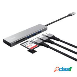 Hub USB-C veloce e lettore di schede - 3 porte - argento -