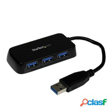 Hub mini usb 3.0 superspeed a 4 porte portatile - nero