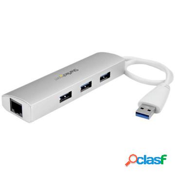 Hub usb 3.0 a 3 porte con adattatore nic ethernet gigabit