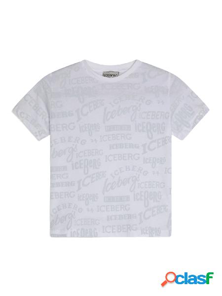 ICEBERG T-shirt a manica corta con logo all over Bianco