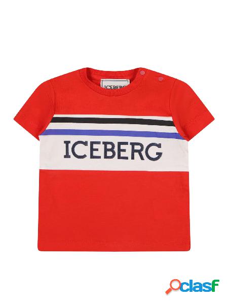 ICEBERG T-shirt in cotone a manica corta con logo Rosso