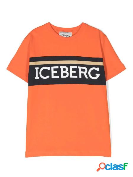 ICEBERG T-shirt in cotone a maniche corte con logo Arancio