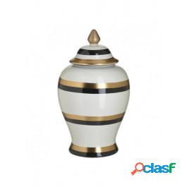 Inart Vaso In Ceramica White/black/golden
