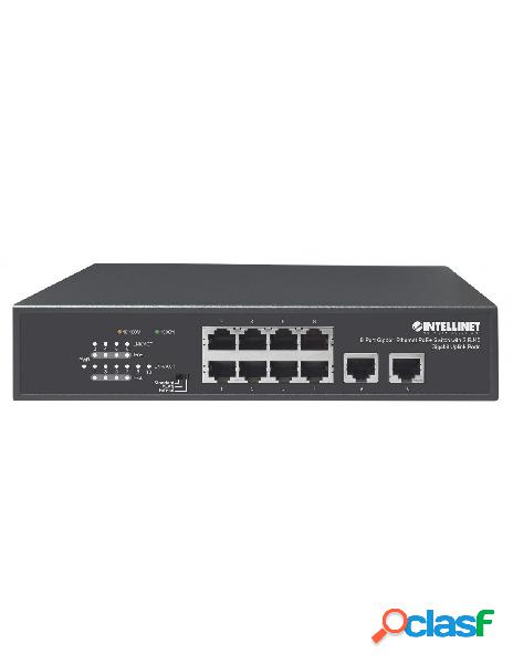 Intellinet - switch ethernet gigabit 8 porte poe+ con 2