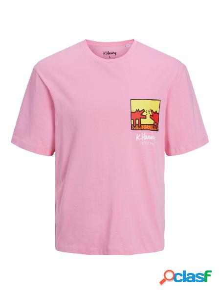 JACK&JONES T-shirt con stampa Keith Haring Rosa