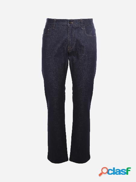 Jeans in cotone stretch con ricamo logo posteriore