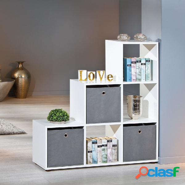 Jerod - Libreria a scala in legno colore bianco bifacciale