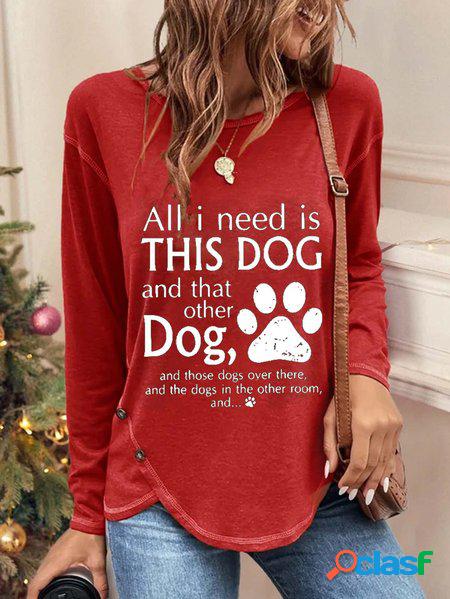 Jersey Girocollo Casuale Frase T-shirt