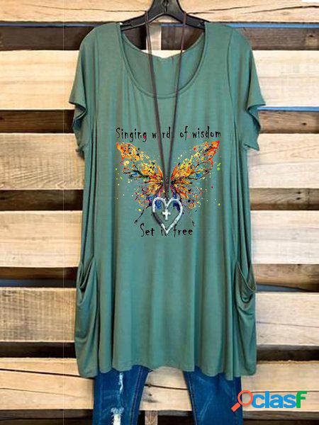 Jersey Girocollo Casuale Sciolto Camicia