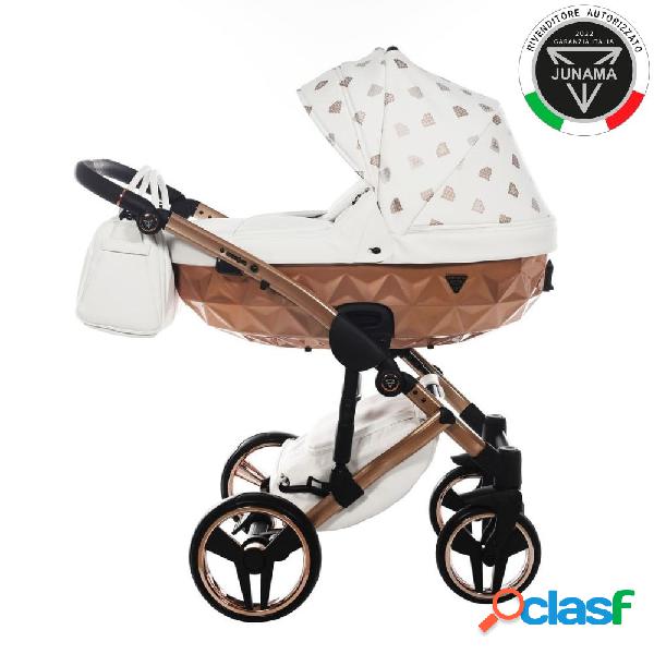 Junama Diamond GLOW V2 3 in 1 PELLE BIANCO Navicella Rosa