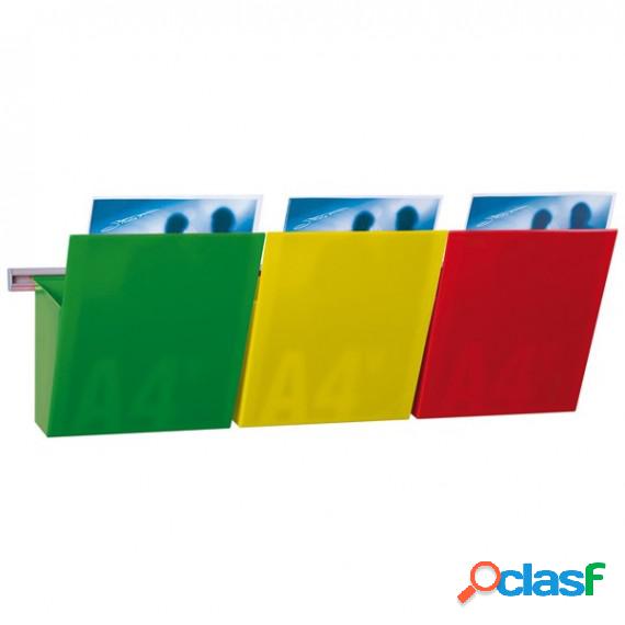 Kit Vision Kanban - larghezza 75 cm - 3 tasche A4 (rosso,