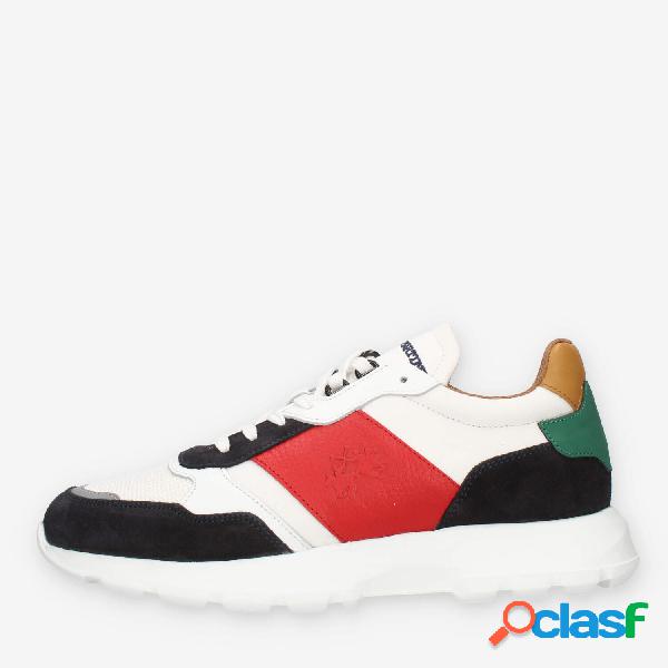 La Martina Sneakers da uomo blu bianche rosse e versi