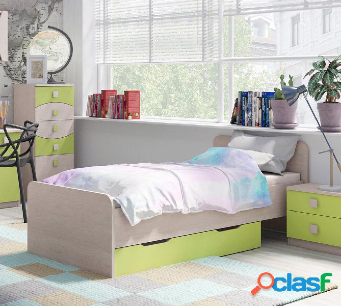 Laila - Letto singolo con cassetto per camerette in legno cm