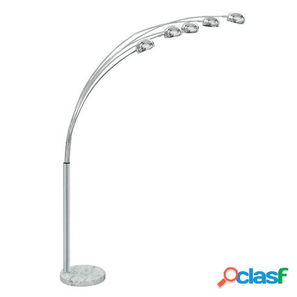Lampada ad arco da terra in metallo cromato 5 luci design