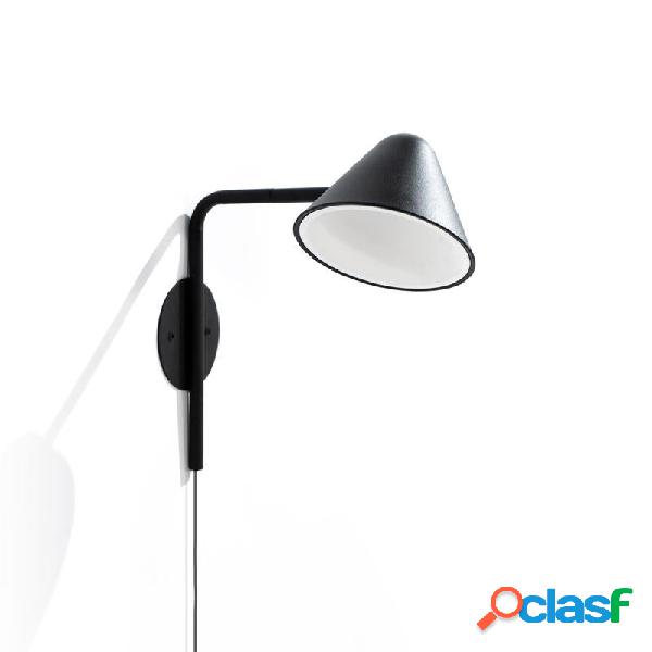 Lampada da parete applique una luce in metallo nero cm