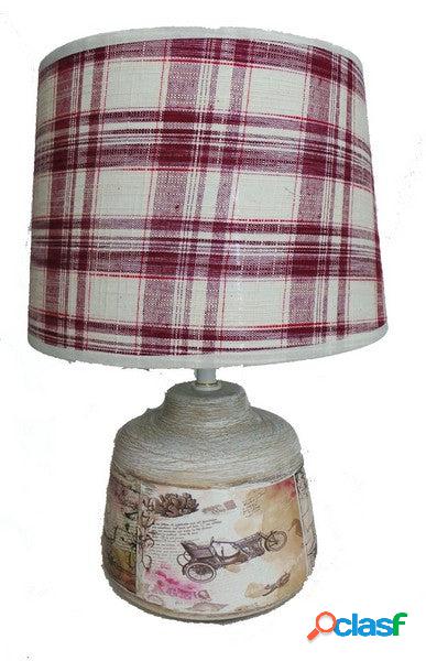 Lampada da tavolo stile vintage quadretti rossi e bianchi cm