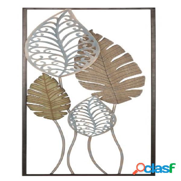 Leaves - Pannello decorativo da parete in legno e ferro con