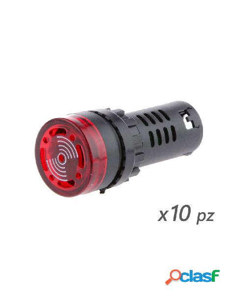 Ledlux - 10 pezzi indicatore led rosso 24v ac/dc buzzer