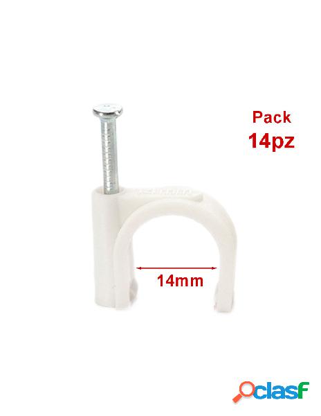 Ledlux - 14 pezzi fermacavo con chiodo 14mm clip per cavi