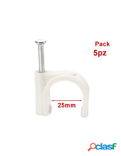 Ledlux - 5 pezzi fermacavo con chiodo 25mm clip per cavi
