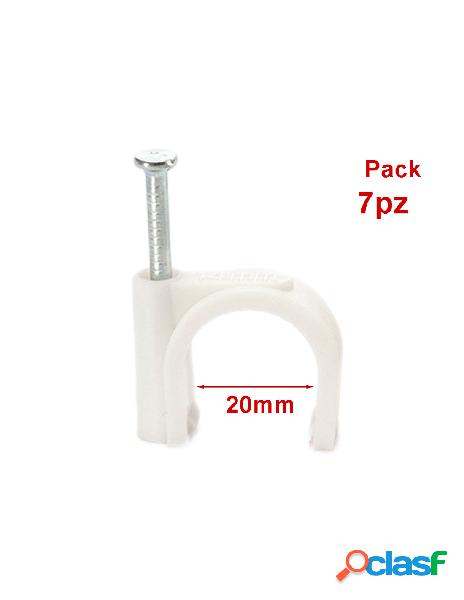 Ledlux - 7 pezzi fermacavo con chiodo 20mm clip per cavi