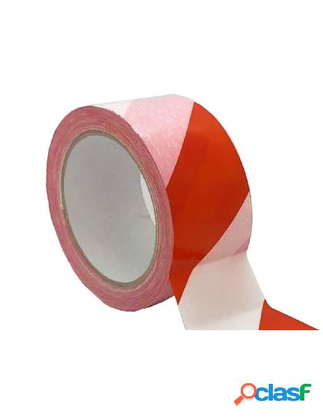 Ledlux - nastro adesivo segnalatico ppl bianco rosso 50mm x