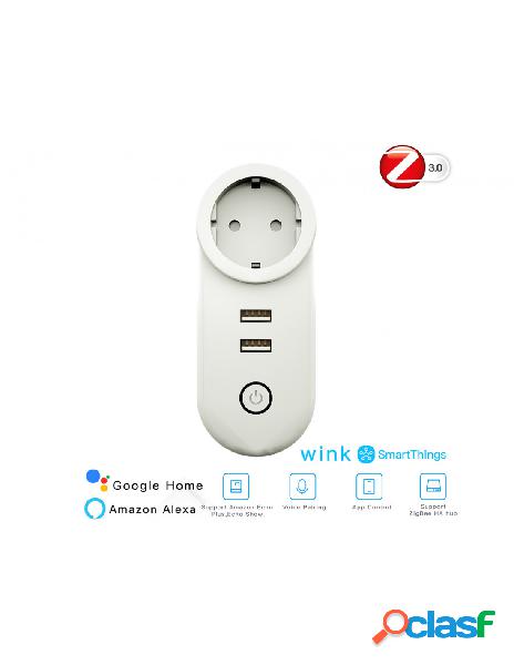 Ledlux - zigbee 3.0 smart socket presa schuko zigbee con 2