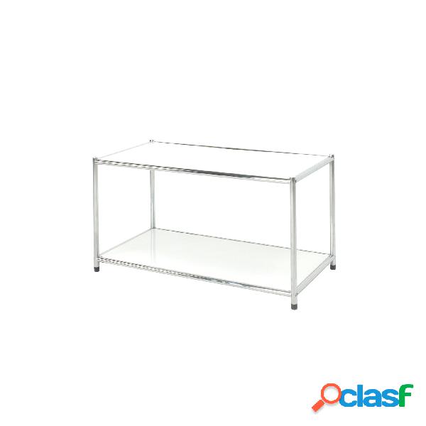 Libreria Scaffale cromato con 2 ripiani bianchi 40x80xh40,5