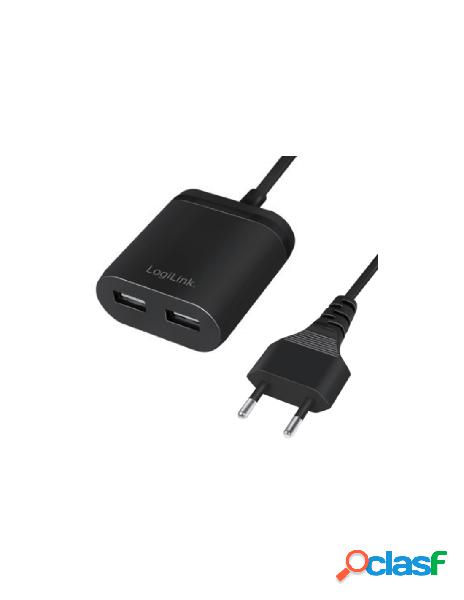 Logilink - caricatore usb con due porte usb tipo a cavo 1,5m