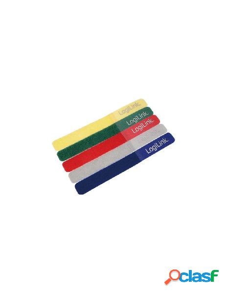 Logilink - fascette fermacavo colorate in velcro set da 5 pz