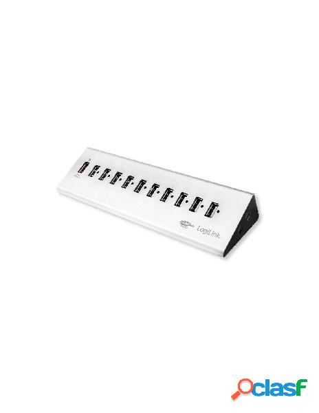 Logilink - hub usb 11 porte in alluminio con ricarica veloce