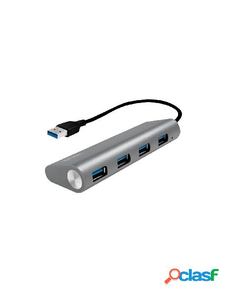 Logilink - hub usb 3.0 superspeed 4 porte alluminio silver