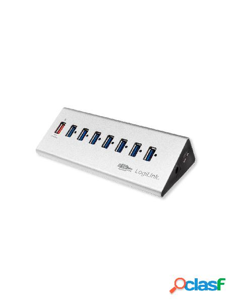 Logilink - hub usb3.0 8 porte in alluminio con ricarica