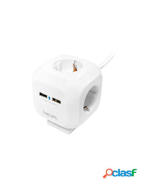 Logilink - multipresa 4 posti 16a con usb power cube