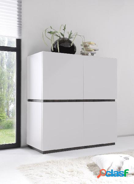 Lovy - Madia design alta 4 ante in legno bianco opaco cm