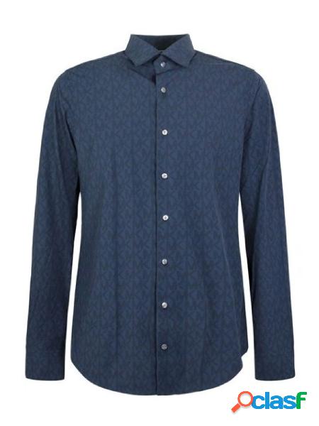 MICHAEL KORS Camicia Performance slim in fantasia logata Blu