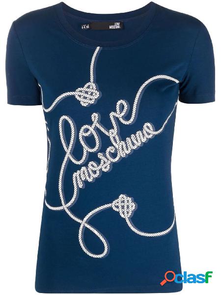 MOSCHINO LOVE T-shirt a manica corta con stampa corde Blu