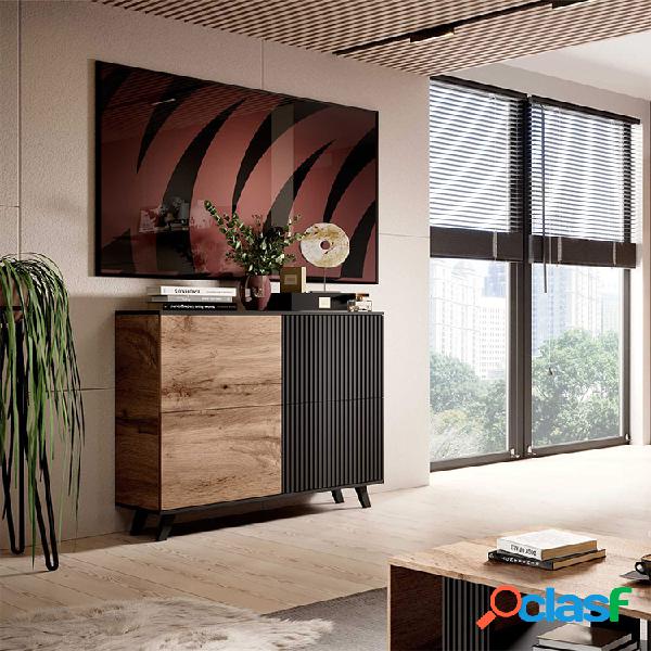 Madia moderna soggiorno design industrial 100x95cm rovere