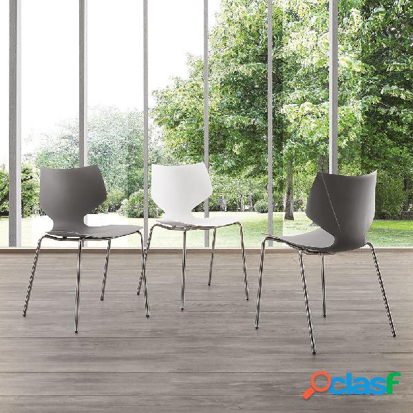 Mask - Set da 4 sedia design gambe in metallo scocca in