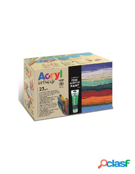 Mega box acryl 16 colori acrilici x 75ml, 2 cartoncini