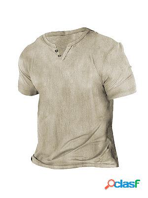 Men's Beach Casual Cotton Linen Short Sleeve T-Shirt