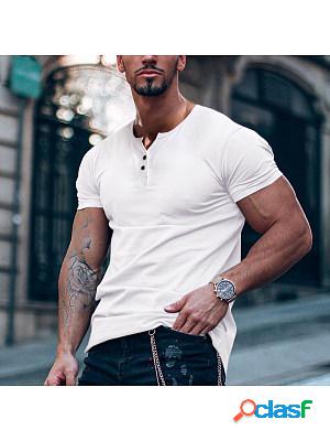 Mens Casual Basic V-Neck Cotton Short Sleeve T-Shirt