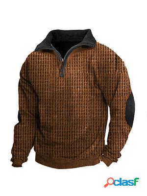 Mens Outdoor Waffle Fabric Henley Half Zip Tactical