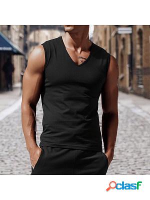Men's Solid Color V-neck Tank Top Casual Breathable