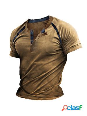 Mens Vintage Short Sleeve Equilibrium Henley